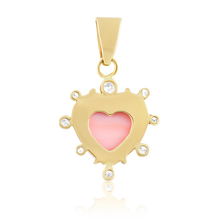 Load image into Gallery viewer, Pink Conch Shell Heart Halo Pendant by Christina Puchi