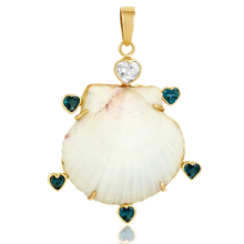 Load image into Gallery viewer, White Shell Blue Heart Halo Pendant in shell by Christina Puchi