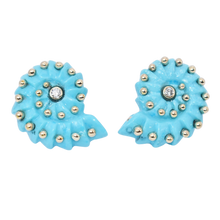 Load image into Gallery viewer, Carved Stone Ammonite Earrings in carved stone by Christina Puchi