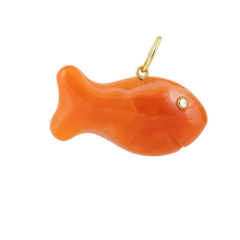 Load image into Gallery viewer, Carved Stone Gold Fish Pendants