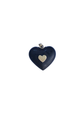 Load image into Gallery viewer, Diamond Ebony Carved Heart Pendant in carved wood by Christina Puchi