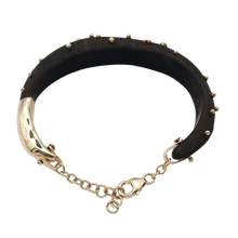 Load image into Gallery viewer, Diamond + Gold Ball Ebony Bracelet in carved wood by Christina Puchi