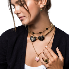 Load image into Gallery viewer, Ebony Stitched Heart Bead Pendant in carved wood by Christina Puchi