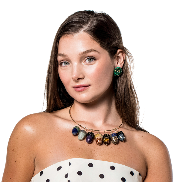 Carved Stone Ammonite Earrings