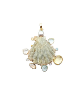 Load image into Gallery viewer, Grey Kitten's Paw Halo Pendant in shell by Christina Puchi
