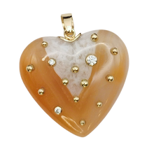 Load image into Gallery viewer, Carved Stone Studded Heart Pendants
