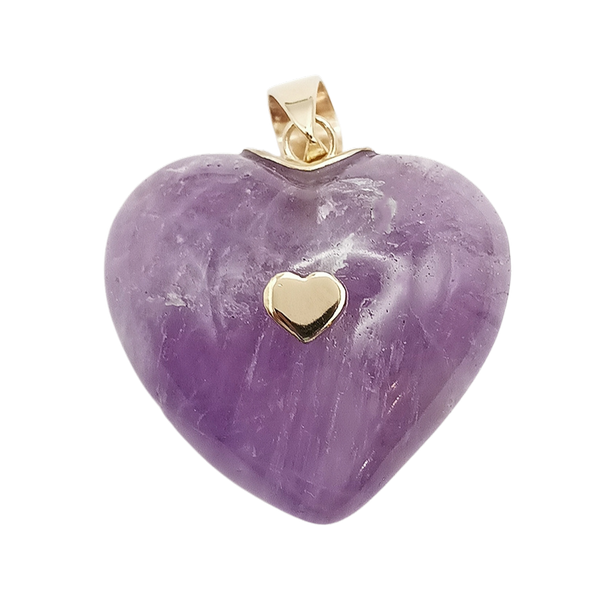Carved Stone Studded Heart Pendant in carved stone by Christina Puchi