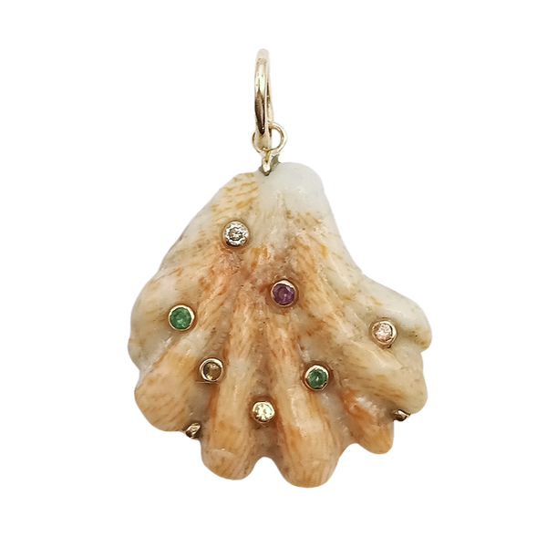 Studded Kitten Paw Pendant in shell by Christina Puchi