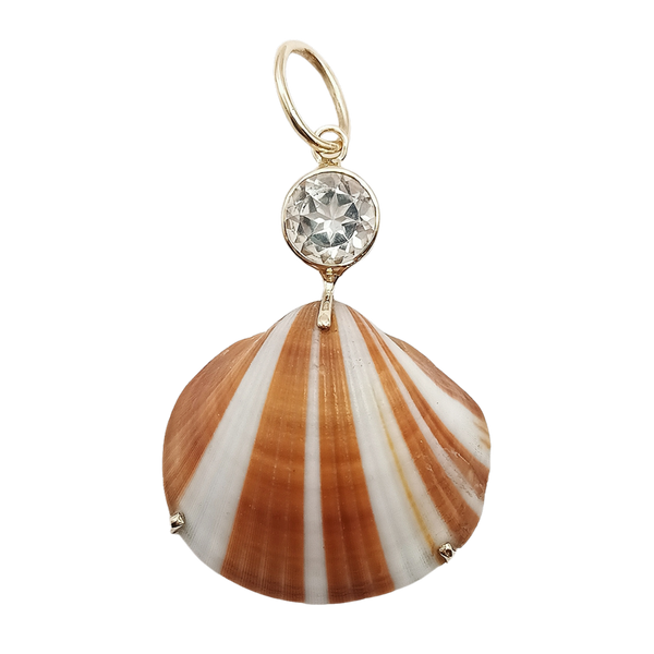 Striped Shell with Quartz Pendant in shell by Christina Puchi