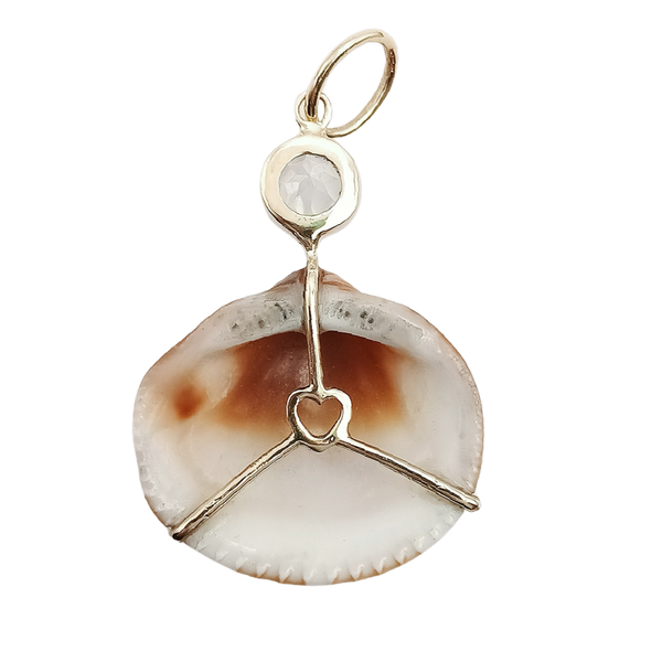 Striped Shell with Quartz Pendant in shell by Christina Puchi