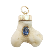 Load image into Gallery viewer, Coral with Purple Sapphire Pendant in shell by Christina Puchi
