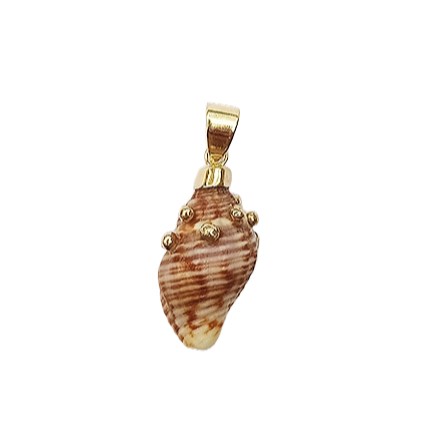 Brown Shell with Gold Balls Pendant in shell by Christina Puchi