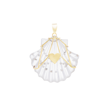 Load image into Gallery viewer, Carved Clear Rock Quartz Shell Pendant in carved stone and shell by Christina Puchi
