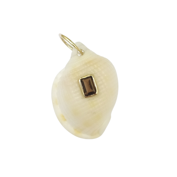 White Shell with Smoky Quartz Pendant in shell by Christina Puchi