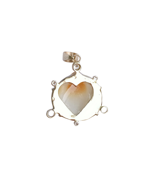 White Shell Diamond Halo Pendant in shell by Christina Puchi