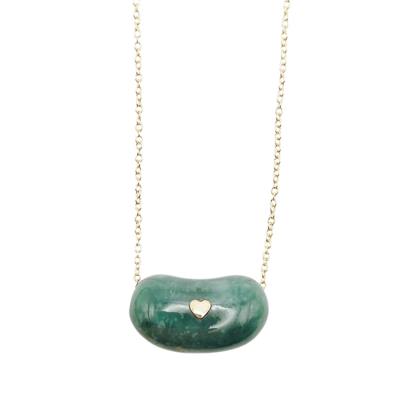 Carved Jade Studded Bean Necklace in carved stone by Christina Puchi
