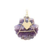 Load image into Gallery viewer, Carved Amethyst Shell Pendant in carved stone and shell by Christina Puchi
