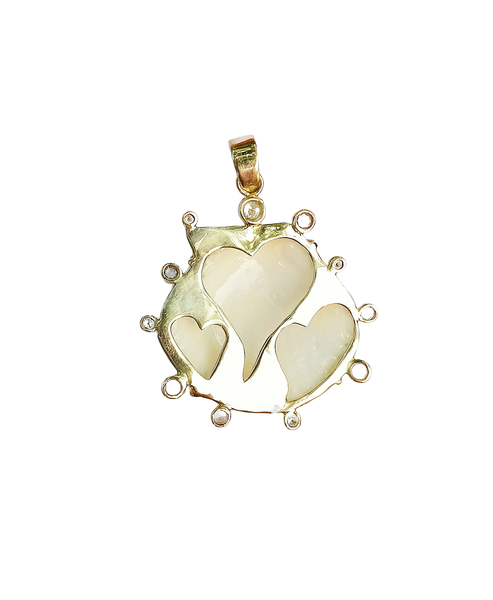 White Shell Diamond Halo 2 Pendant in shell by Christina Puchi