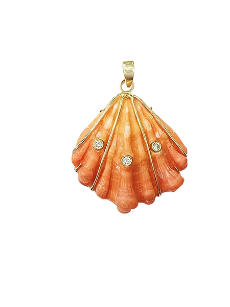 Diamond Orange Lion's Paw Pendant in shell by Christina Puchi