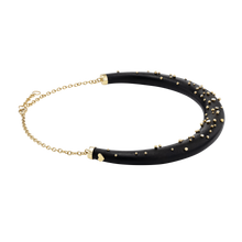 Load image into Gallery viewer, Diamond and Gold Ball Wooden Collar in carved wood by Christina Puchi
