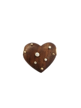 Load image into Gallery viewer, Diamond Walnut Threaded Heart Pendant in carved wood by Christina Puchi
