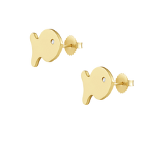 Load image into Gallery viewer, Diamond Eye Fish Studs in gold by Christina Puchi
