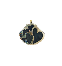 Load image into Gallery viewer, 5 Diamond + Gold Ball Carved Ebony Shell Pendant in carved wood and shell by Christina Puchi
