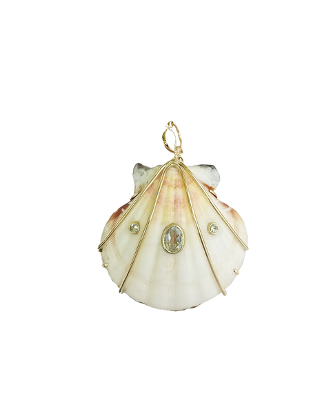 Large 3 Stone White Shell Pendant in shell by Christina Puchi