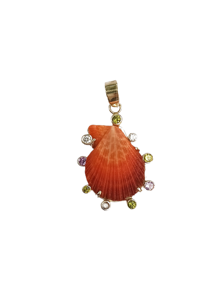 Orange/Purple Ombre Shell Halo Pendant in shell by Christina Puchi