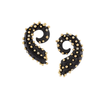 Load image into Gallery viewer, Ebony Spiral Earrings in carved wood by Christina Puchi
