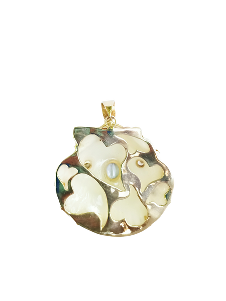 Large 3 Stone White Shell Pendant in shell by Christina Puchi