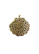 Load image into Gallery viewer, Diamond + Gold Ball Carved Walnut Shell Pendant in carved wood and shell by Christina Puchi
