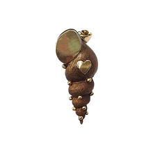 Load image into Gallery viewer, Wooden Spiral Shell Pendant in carved wood and shell by Christina Puchi
