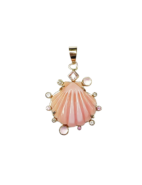 Carved Conch Shell Halo Pendant in shell by Christina Puchi