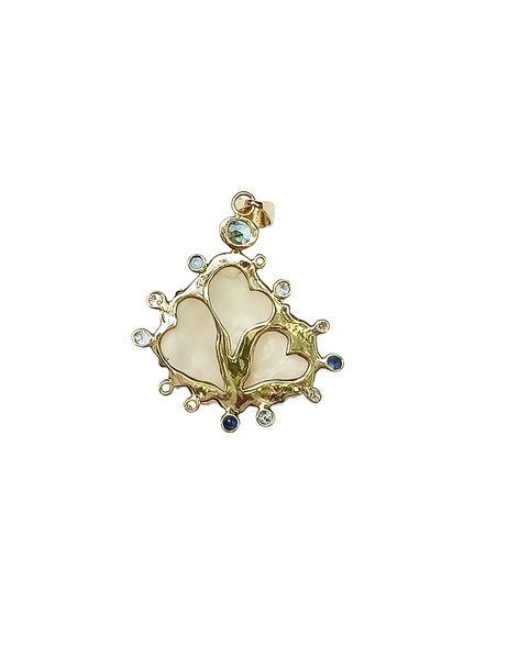 White Kitten’s Paw Aqua Halo Pendant in shell by Christina Puchi