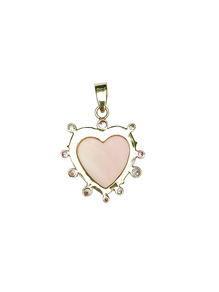 Carved Conch Shell Heart Halo 2 Pendant by Christina Puchi