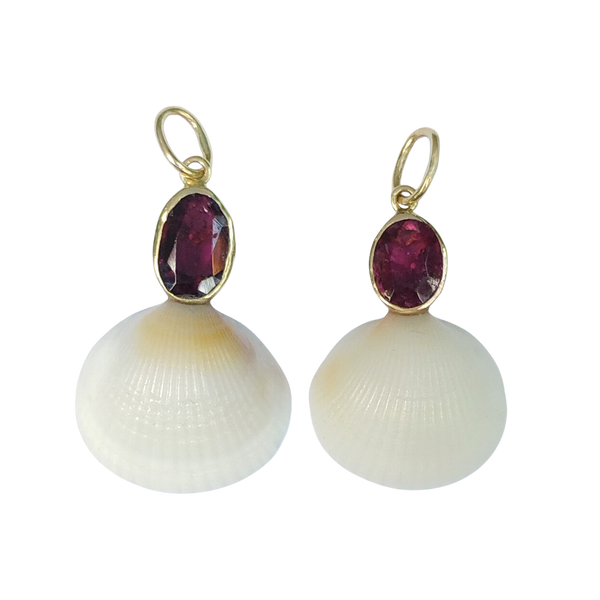 Rubellite Tourmaline White Shell Pendant