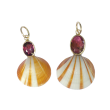 Load image into Gallery viewer, Rubellite Tourmaline Striped Shell Pendant
