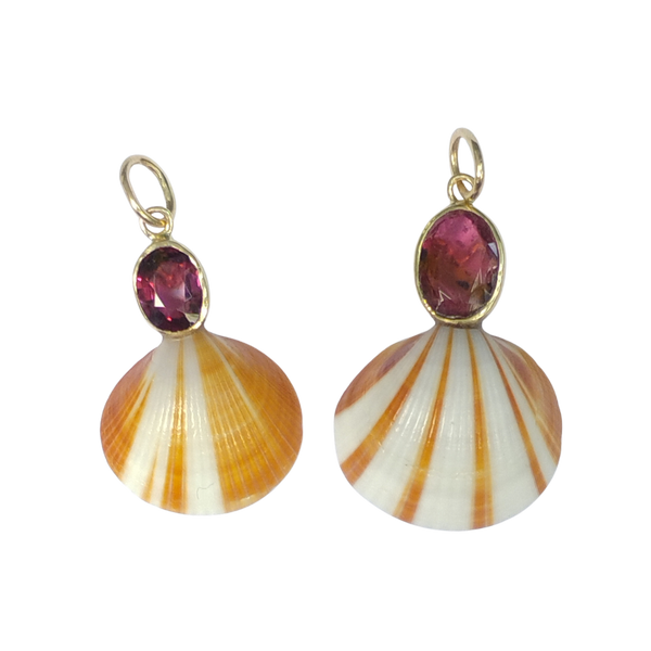 Rubellite Tourmaline Striped Shell Pendant