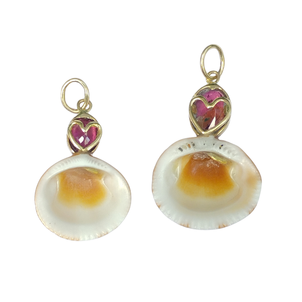 Rubellite Tourmaline Striped Shell Pendant