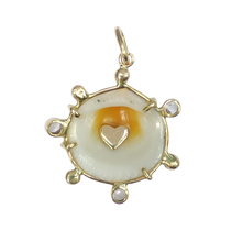 Load image into Gallery viewer, White Shell Sapphire+Gold Ball Halo Pendant
