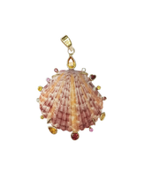 Load image into Gallery viewer, Pink/Yellow Shell Multicolor Halo Pendant in shell by Christina Puchi
