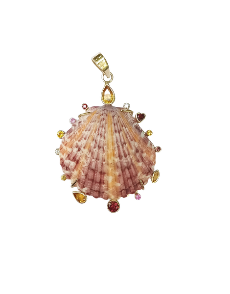 Pink/Yellow Shell Multicolor Halo Pendant in shell by Christina Puchi