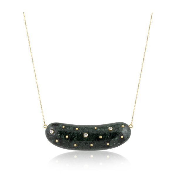 Carved Stone Studded Bean Necklace