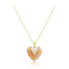 Load image into Gallery viewer, Carved Stone Studded Heart Pendants
