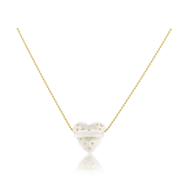Carved Stone Studded Heart Pendants