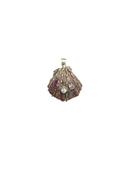 3 Stone Lions Paw Pendant in shell by Christina Puchi