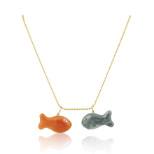 Load image into Gallery viewer, Carved Stone Gold Fish Pendants
