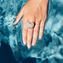 Load image into Gallery viewer, Carved Stone Stitched Heart Ring in carved stone by Christina Puchi
