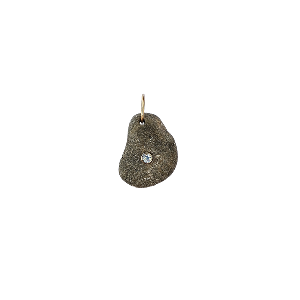Aquamarine Beach Pebble Pendant in shell by Christina Puchi